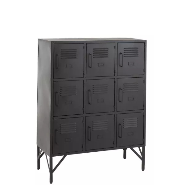 Armoire 9 portes en métal JOUBY (86x113,5 cm) (Noir)