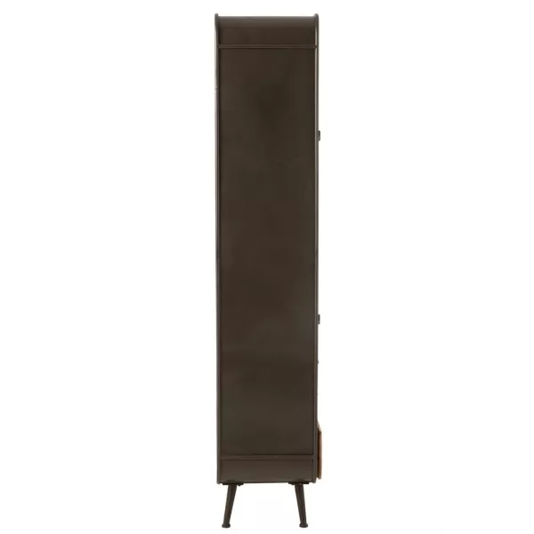 Armoire haute 2 portes 3 tiroirs en bois et métal GIBA (80x180 cm) (Naturel, noir)