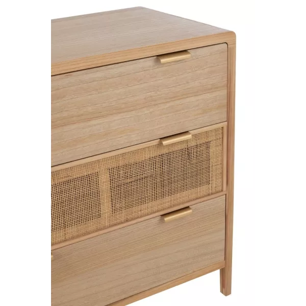 Commode 3 tiroirs en bois et rotin PAWAL (90x90 cm) (Naturel)