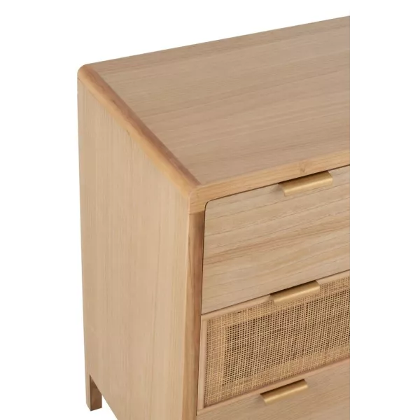 Commode 3 tiroirs en bois et rotin PAWAL (90x90 cm) (Naturel)