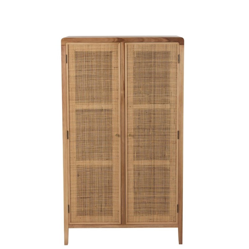 Armoire 2 portes en bois et rotin PAWAL (80x140 cm) (Naturel)