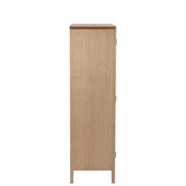 Armoire 2 portes en bois et rotin PAWAL (80x140 cm) (Naturel)