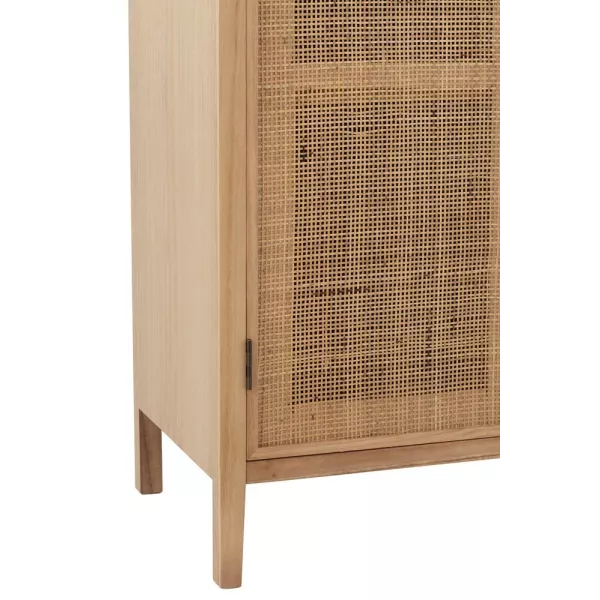 Armoire 2 portes en bois et rotin PAWAL (80x140 cm) (Naturel)