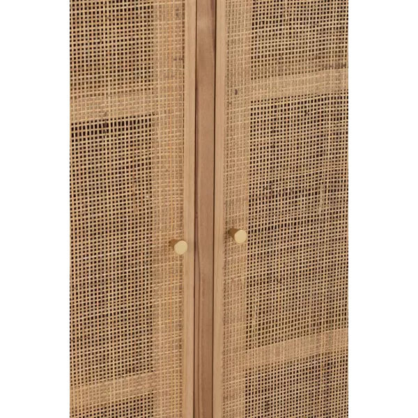 Armoire 2 portes en bois et rotin PAWAL (80x140 cm) (Naturel)