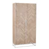 Armoire haute 2 portes en bois et métal BOULIPE (95x186 cm) (Naturel, blanc)