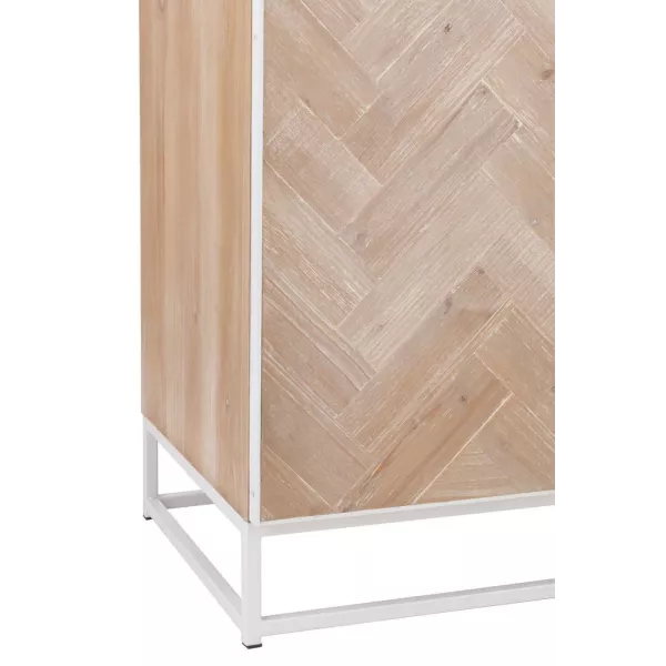 Armoire haute 2 portes en bois et métal BOULIPE (95x186 cm) (Naturel, blanc)