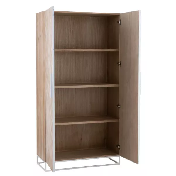 Armoire haute 2 portes en bois et métal BOULIPE (95x186 cm) (Naturel, blanc)