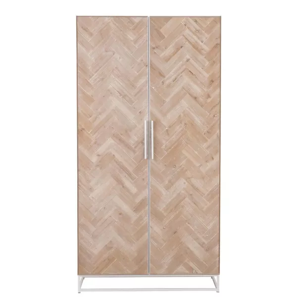 Armoire haute 2 portes en bois et métal BOULIPE (95x186 cm) (Naturel, blanc)