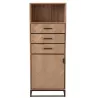 Armoire haute 3 tiroirs 1 porte en bois et métal BOULIPE (62x158 cm) (Naturel, Noir)