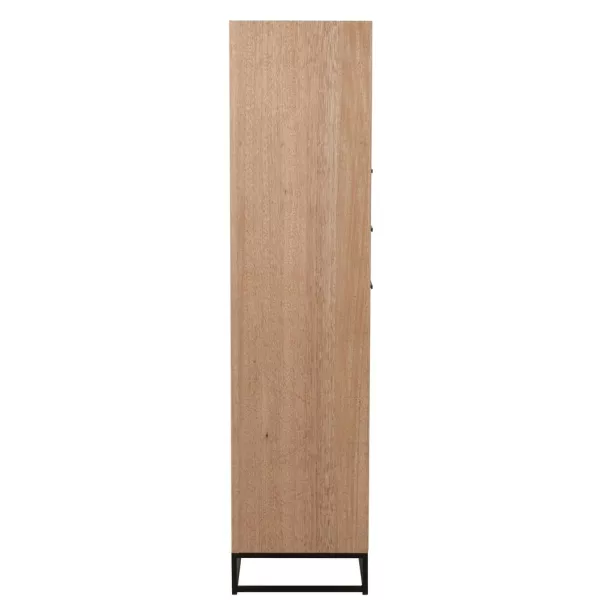 Armoire haute 3 tiroirs 1 porte en bois et métal BOULIPE (62x158 cm) (Naturel, Noir)