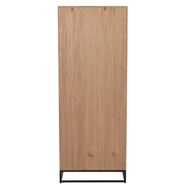 Armoire haute 3 tiroirs 1 porte en bois et métal BOULIPE (62x158 cm) (Naturel, Noir)