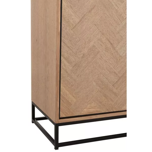 Armoire haute 3 tiroirs 1 porte en bois et métal BOULIPE (62x158 cm) (Naturel, Noir)