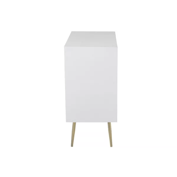 Meuble d'appoint 1 porte 3 tiroirs en bois et métal CHOUPI (80x83,5 cm) (Blanc, or)