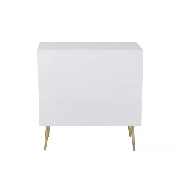 Meuble d'appoint 1 porte 3 tiroirs en bois et métal CHOUPI (80x83,5 cm) (Blanc, or)