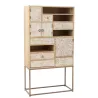 Armoire haute 10 tiroirs en bois PONCHA (84,5x157 cm) (Beige)