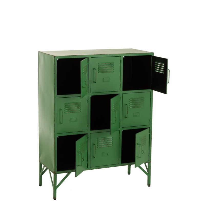 Armoire 9 portes en métal JOUBY (86x113 cm) (Vert)