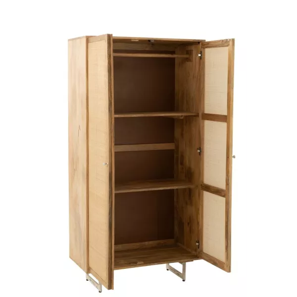 Armoire 2 portes en bois de manguier et rotin POCHON (95x175 cm) (Naturel)