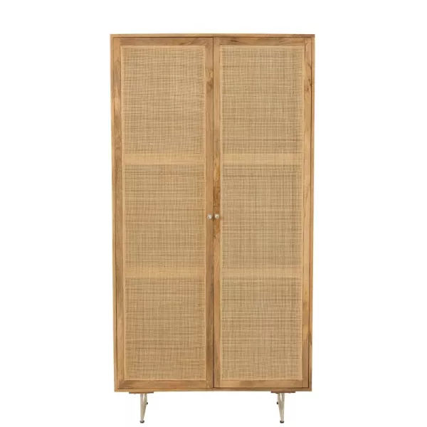 Armoire 2 portes en bois de manguier et rotin POCHON (95x175 cm) (Naturel)