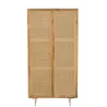 Armoire 2 portes en bois de manguier et rotin POCHON (95x175 cm) (Naturel)