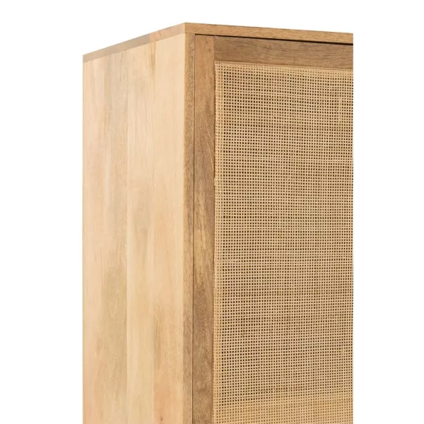 Armoire 2 portes en bois de manguier et rotin POCHON (95x175 cm) (Naturel)