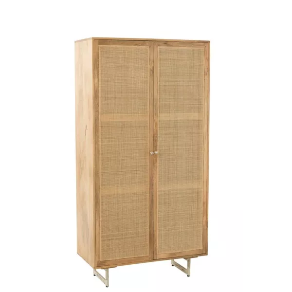 Armoire 2 portes en bois de manguier et rotin POCHON (95x175 cm) (Naturel)