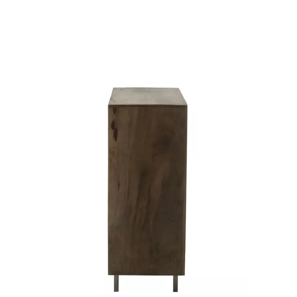 Armoire basse en bois de manguier et métal PINOU (89x104 cm) (Marron, gris)