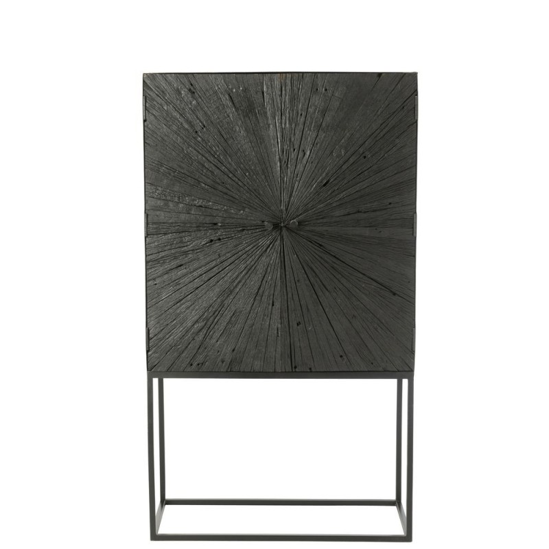 Armoire haute sur pied en bois et métal ROZA (90x162 cm) (Noir)