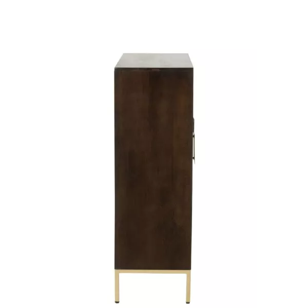 Armoire basse 2 portes en bois de manguier et métal MIZOU (100x118 cm) (Marron, or)