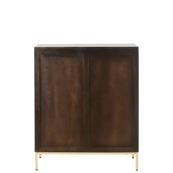 Armoire basse 2 portes en bois de manguier et métal MIZOU (100x118 cm) (Marron, or)