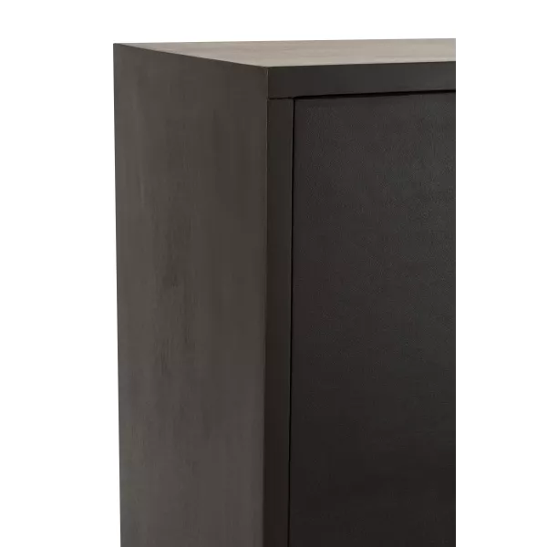 Armoire bar 2 portes 2 tiroirs en bois de manguier CHARLOU (107x140 cm) (Noir - Or)