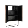 Armoire bar 2 portes 2 étagères en bois et métal MARGY (90x160 cm) (Marron, noir)