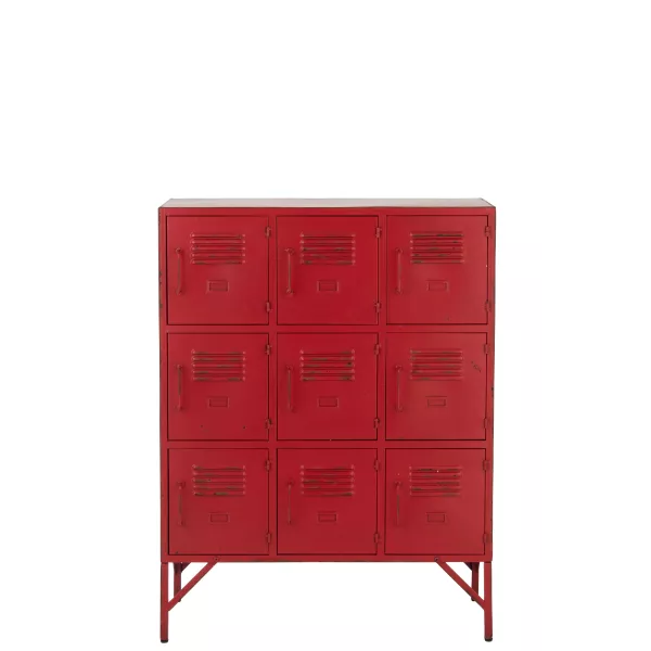 Armoire 9 portes en métal JOUBY (Rouge)