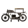 Meuble bar motocyclette en métal et bois de manguier CHINO (200x100 cm) (Gris foncé - Naturel)