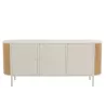 Buffet 3 portes en bois et rotin MIBOU (180x80 cm) (Blanc - Naturel)