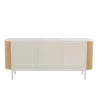 Buffet 3 portes en bois et rotin MIBOU (180x80 cm) (Blanc - Naturel)