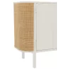 Buffet 3 portes en bois et rotin MIBOU (180x80 cm) (Blanc - Naturel)