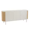 Buffet 3 portes en bois et rotin MIBOU (180x80 cm) (Blanc - Naturel)