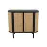 Buffet 2 portes en bois exotique et rotin MIAFIN (100x90 cm) (Noir, naturel)