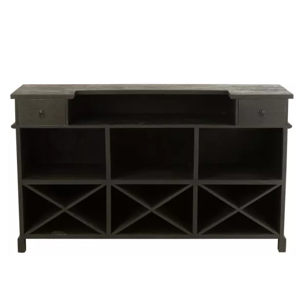 Meuble bar 2 tiroirs en bois de manguier XANPA (180x106 cm) (Noir)