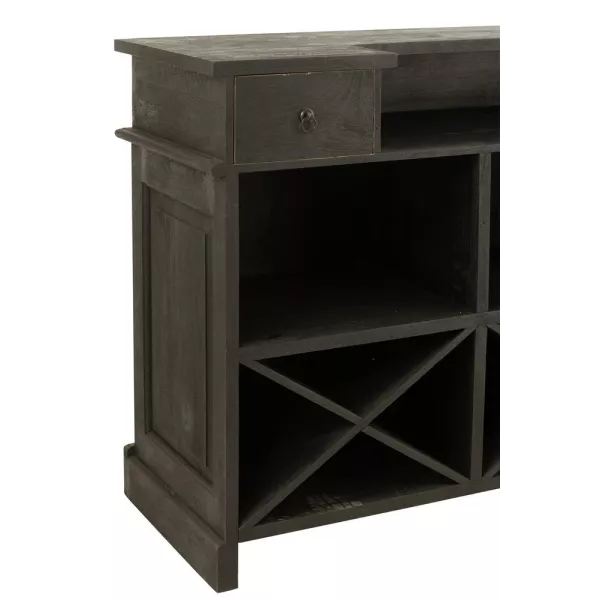 Meuble bar 2 tiroirs en bois de manguier XANPA (180x106 cm) (Noir)