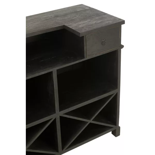 Meuble bar 2 tiroirs en bois de manguier XANPA (180x106 cm) (Noir)