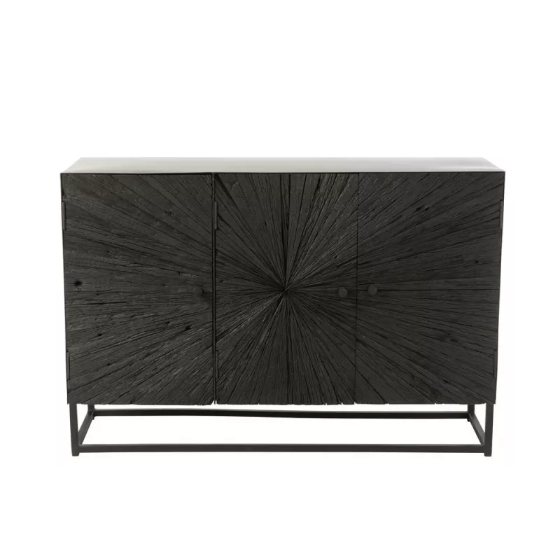 Buffet enfilade 3 portes en bois et métal ROZA (120x81 cm) (Noir)