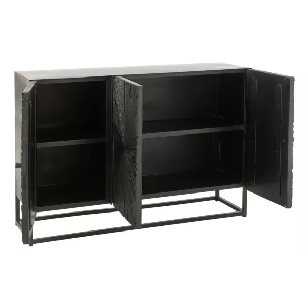 Buffet enfilade 3 portes en bois et métal ROZA (120x81 cm) (Noir)