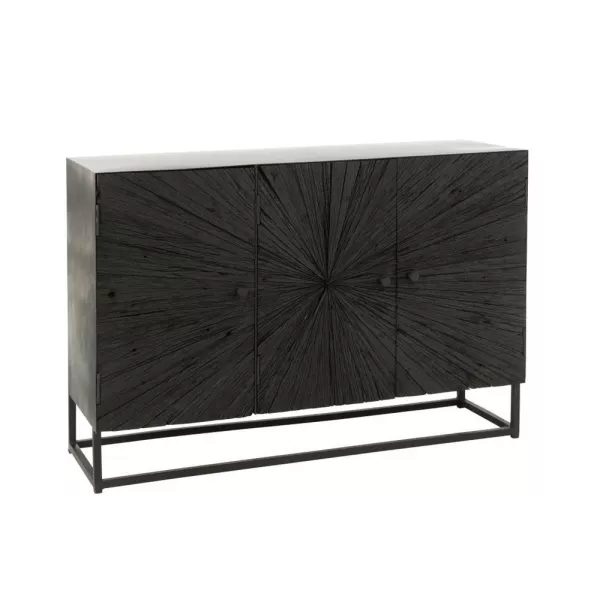 Buffet enfilade 3 portes en bois et métal ROZA (120x81 cm) (Noir)