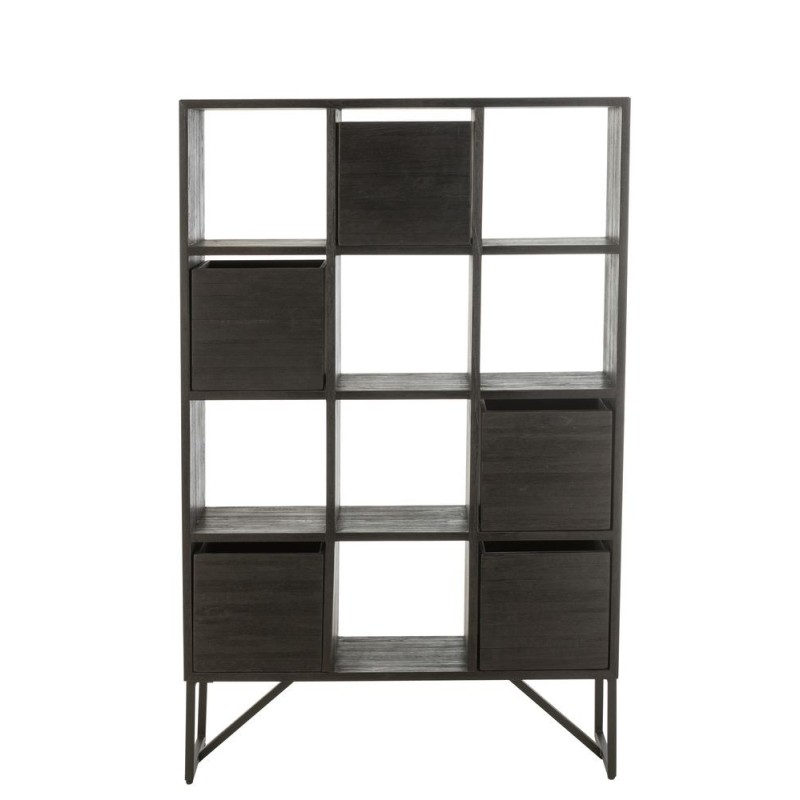 Etagère bibliothèque avec tiroirs en teck recyclé PICHOT (100x158 cm) (Noir)