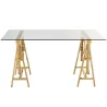 Bureau ajustable en verre et acier MITON (150x80 cm) (Transparent, doré)