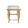 Bureau ajustable en verre et acier MITON (150x80 cm) (Transparent, doré)