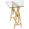 Bureau ajustable en verre et acier MITON (150x80 cm) (Transparent, doré)