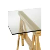 Bureau ajustable en verre et acier MITON (150x80 cm) (Transparent, doré)