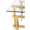 Bureau ajustable en verre et acier MITON (150x80 cm) (Transparent, doré)